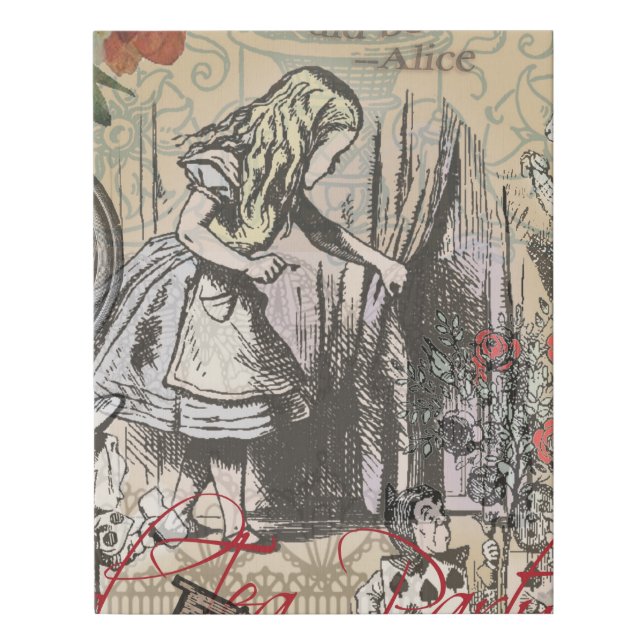 Alice in Wonderland Curtain Classic Art Faux Canvas Print (Front)