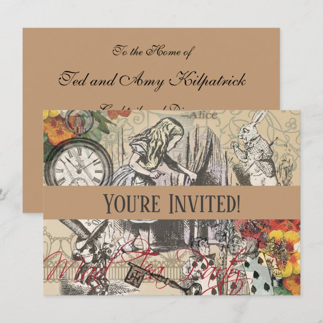 Alice in Wonderland Curtain Classic Art Invitation (Front/Back)