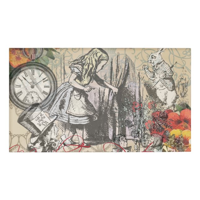 Alice in Wonderland Curtain Classic Art Name Tag (Front)