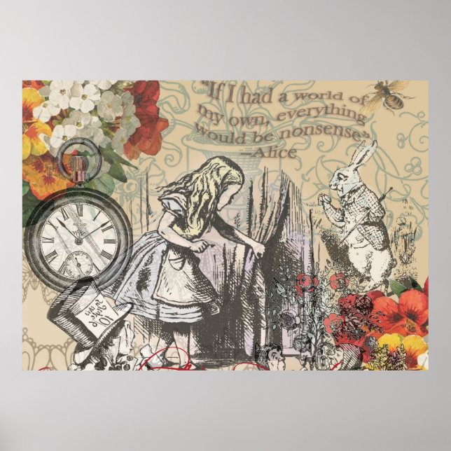 Alice in Wonderland Curtain Classic Art Poster (Front)