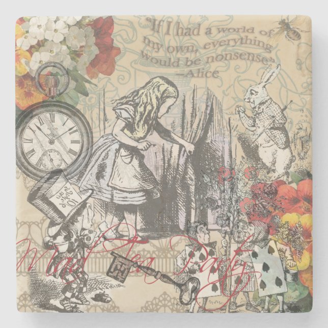 Alice in Wonderland Curtain Classic Art Stone Coaster (Front)