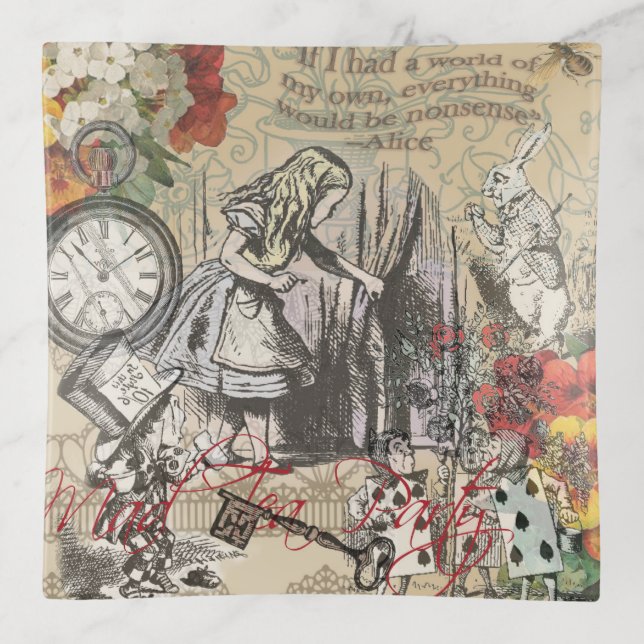 Alice in Wonderland Curtain Classic Art Trinket Tray (Front)