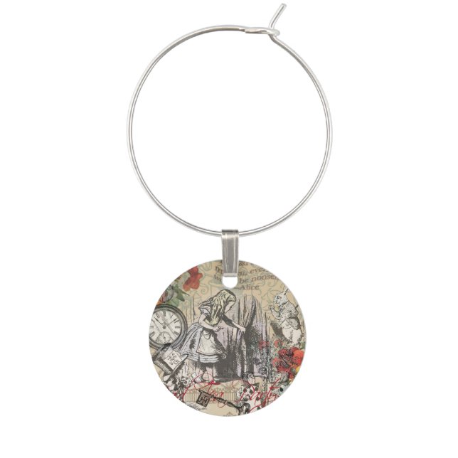 Alice in Wonderland Curtain Classic Art Wine Charm (Front)