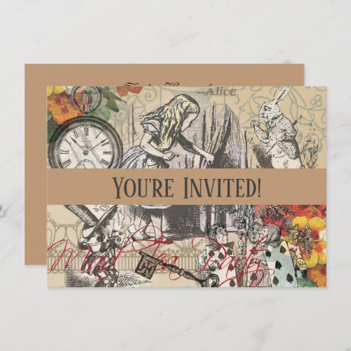 Alice in Wonderland Curtain Nonsense Invitation