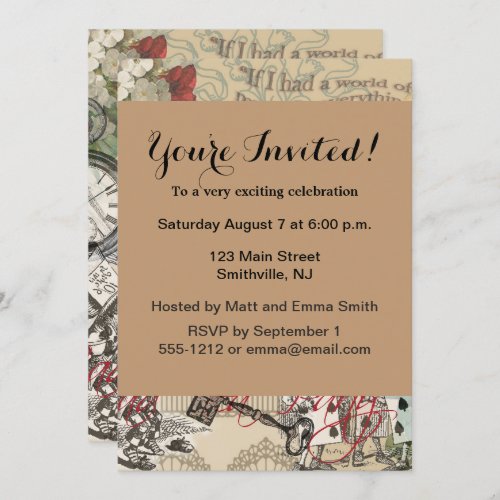 Alice in Wonderland Curtain Nonsense Invitation