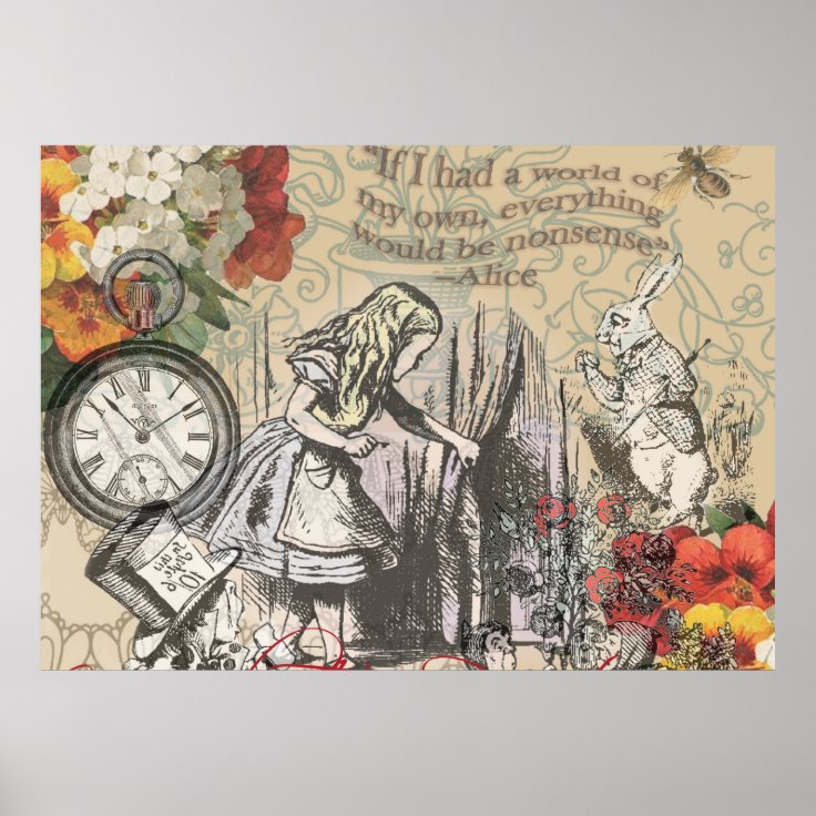 Alice in Wonderland Curtain Nonsense Poster | Zazzle