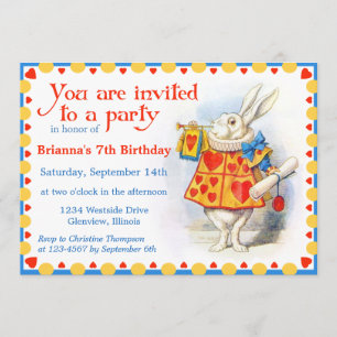 Alice in Wonderland Custom Birthday Party Invites
