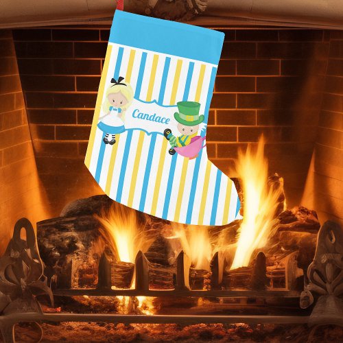 Alice in Wonderland Cute Book Lover Kids Monogram Small Christmas Stocking