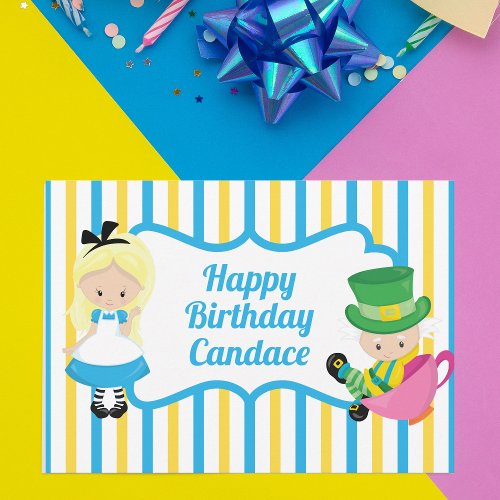 Alice in Wonderland Cute Custom Kids Birthday Card