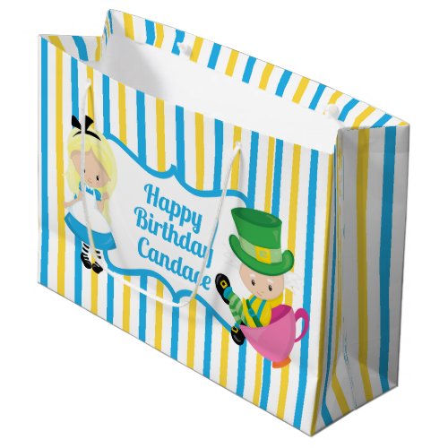 Alice in Wonderland Cute Custom Kids Birthday Girl Large Gift Bag