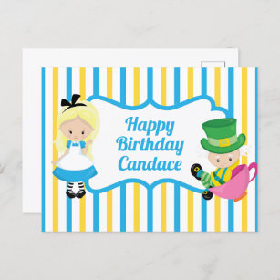 Alice in Wonderland Cute Kids Birthday Tea Party Cake Topper