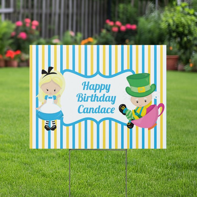 Alice in Wonderland Cute Custom Kids Birthday Yard Sign (Creator Uploaded)