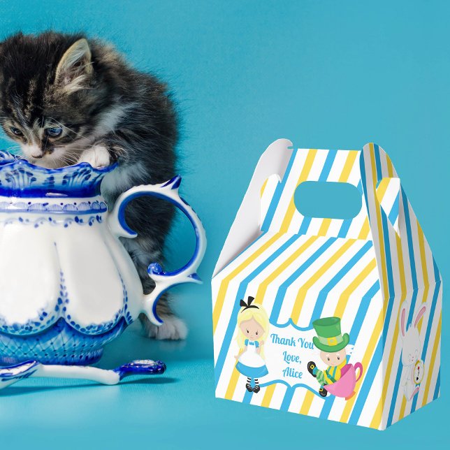 Alice in Wonderland Cute Kids Birthday Party Blue Favor Boxes (Creator Uploaded)