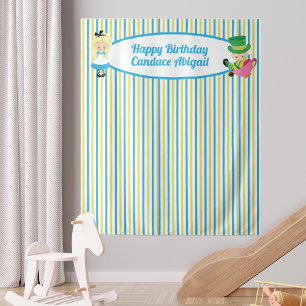 Alice in Wonderland Cute Kids Birthday Photo Booth Tapestry