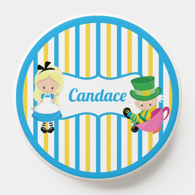 Alice in Wonderland Cute Kids Custom Blue Yellow PopSocket (Popsocket)