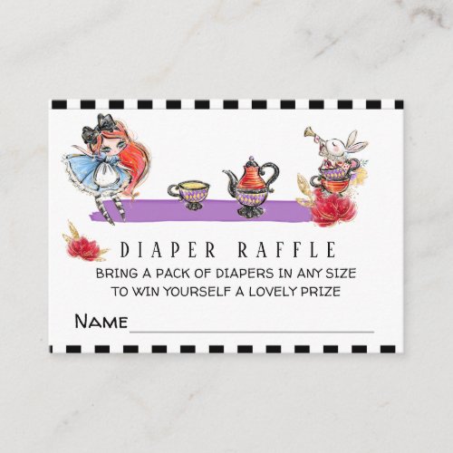  Alice in Wonderland Cute Shower Diaper Raffle Enclosure Card
