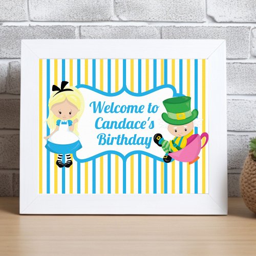 Alice in Wonderland Cute Welcome Kids Birthday Poster
