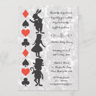 Alice in Wonderland Damask Baby Shower Invite