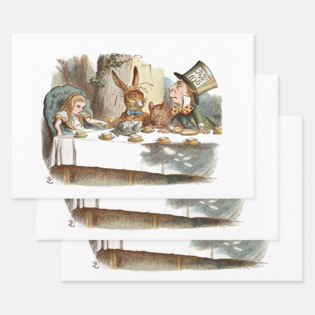 Alice in Wonderland Decoupage Decoupaging Wrapping Paper Sheets (Set)