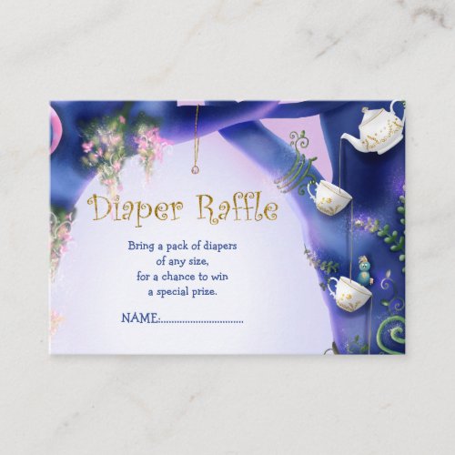 Alice in Wonderland diaper raffle baby shower Enclosure Card