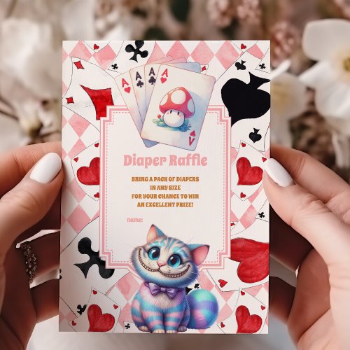 Alice in Wonderland diaper raffle Enclosure Card