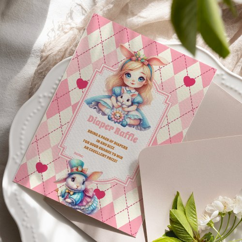 Alice in Wonderland diaper raffle Enclosure Card