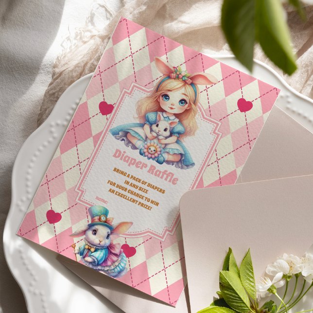 Alice in Wonderland diaper raffle Enclosure Card (Creator Uploaded)