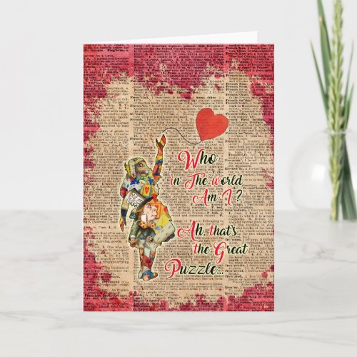 Alice in Wonderland Dictionary Art Collage Quote Holiday Card