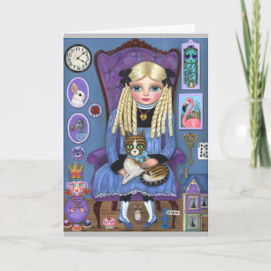 Alice in Wonderland & Dinah Cat Cute Fairy Tale Card