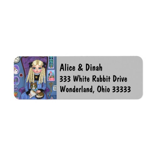 Alice in Wonderland  Dinah Cat Cute Fairy Tale Label