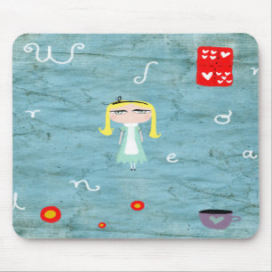 Alice in Wonderland distressed tea cup mousepad