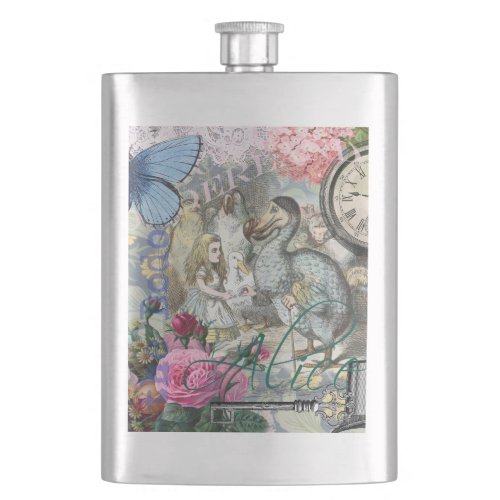 Alice in Wonderland Dodo Classic Artwork Hip Flask