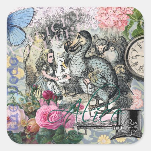 Alice in Wonderland Dodo Classic Artwork Square Sticker