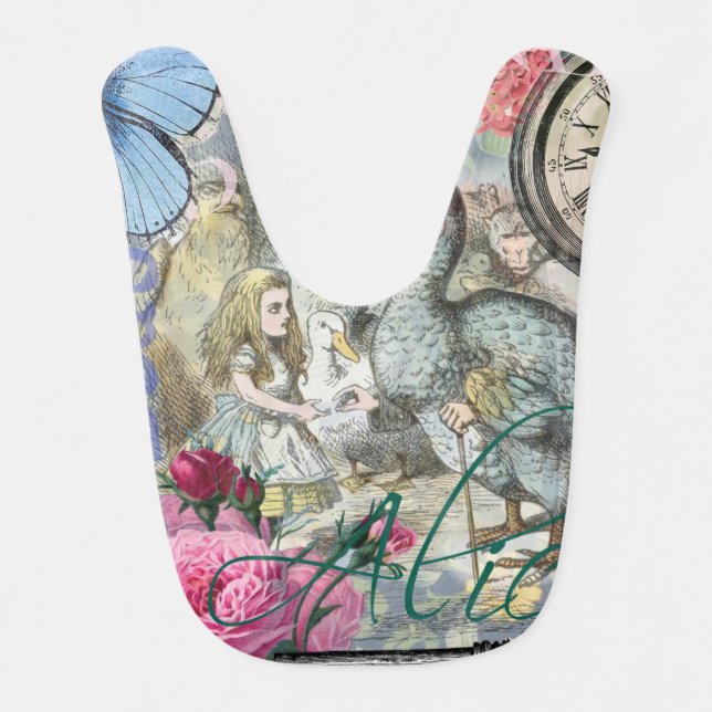 Alice in Wonderland Dodo Classic Tenniel Art Baby Bib (Front)
