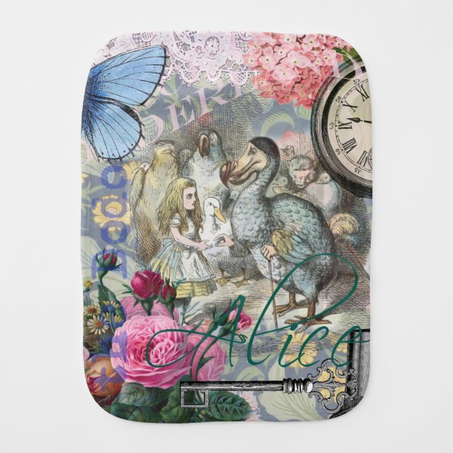 Alice in Wonderland Dodo Classic Tenniel Art Burp Cloth (Front)