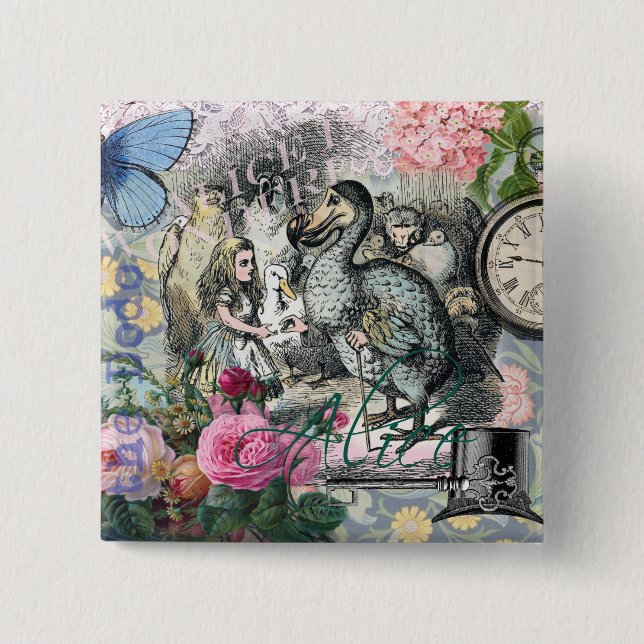 Alice in Wonderland Dodo Classic Tenniel Art Button (Front)