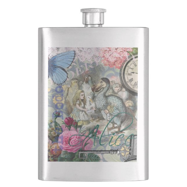 Alice in Wonderland Dodo Classic Tenniel Art Flask (Front)