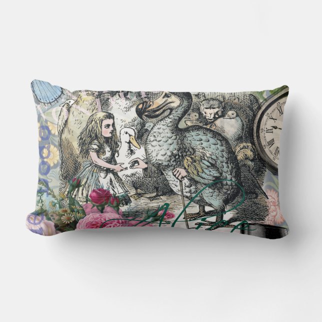Alice in Wonderland Dodo Classic Tenniel Art Lumbar Pillow (Front)