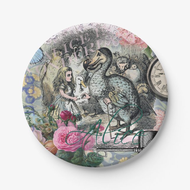 Alice in Wonderland Dodo Classic Tenniel Art Paper Plates (Front)