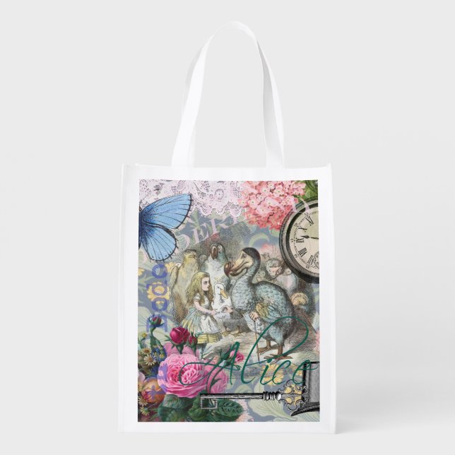Alice in Wonderland Dodo Classic Tenniel Art Reusable Grocery Bag (Back)