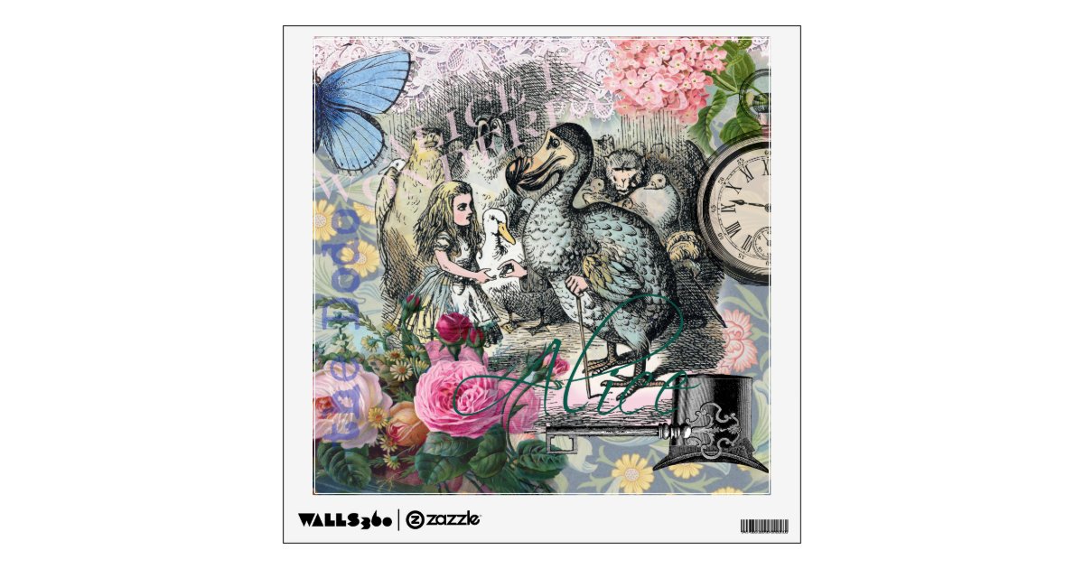 Alice In Wonderland Dodo Vintage Pretty Collage Wall Decal
