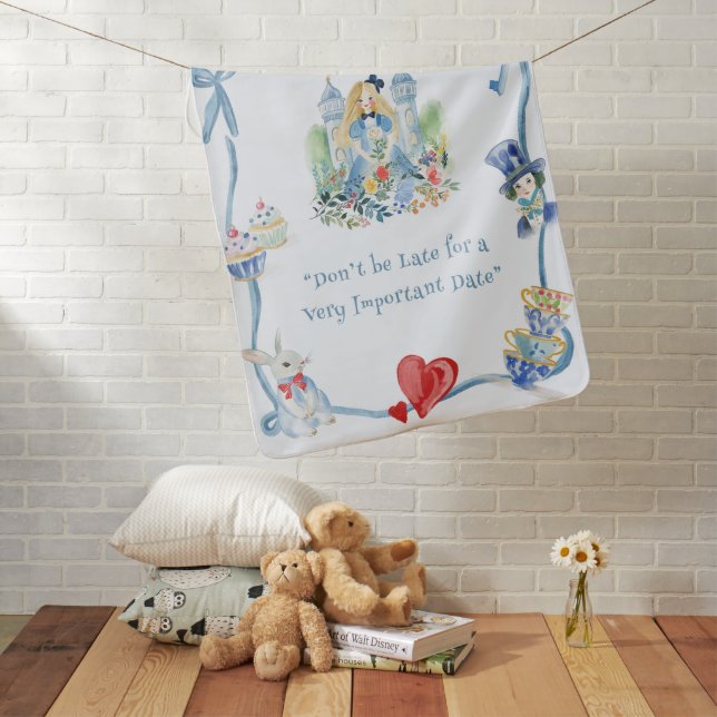 Alice in Wonderland Don’t Be Late Nursery  Baby Blanket (In Situ)