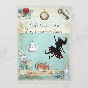 Alice In Wonderland Don't Be Late Bridal Shower Invitation by GroovyGraphics at Zazzle