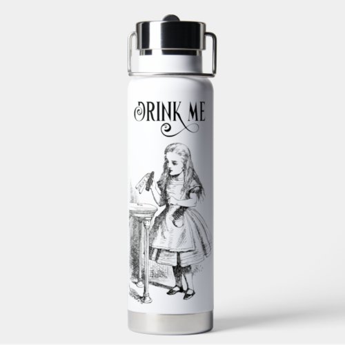 Alice in Wonderland Drink Me Black and White Water Bottle