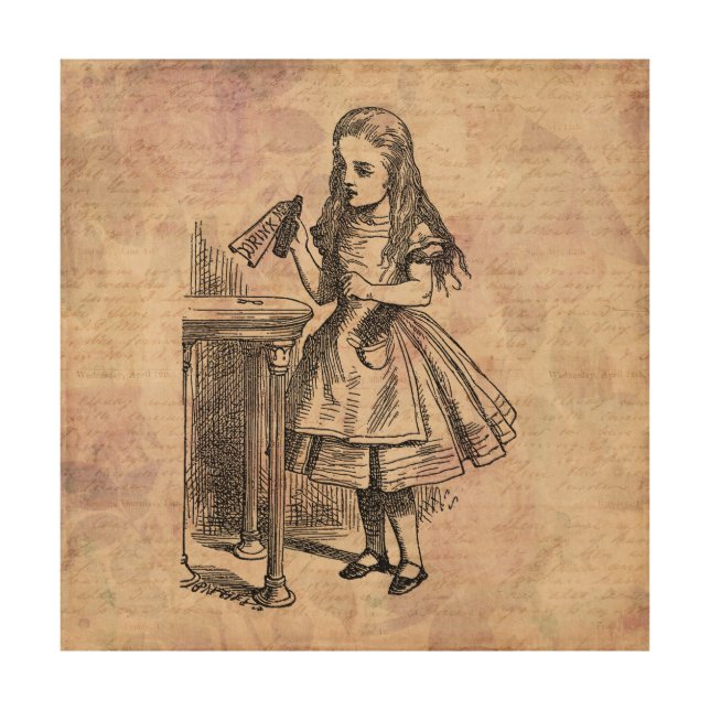 Alice in Wonderland Drink Me Bottle Wood Wall Art (Front)