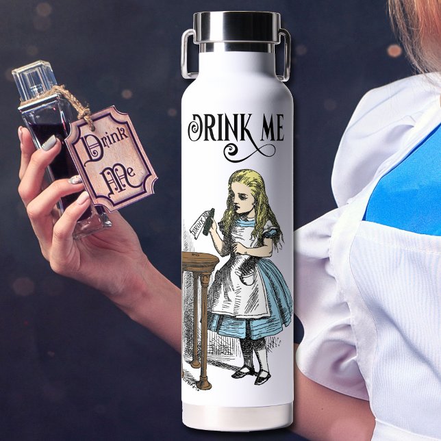 Alice in Wonderland Drink Me Color Illustration Water Bottle (Alice in Wonderland "Drink Me" Water Bottle with hand colored image.)