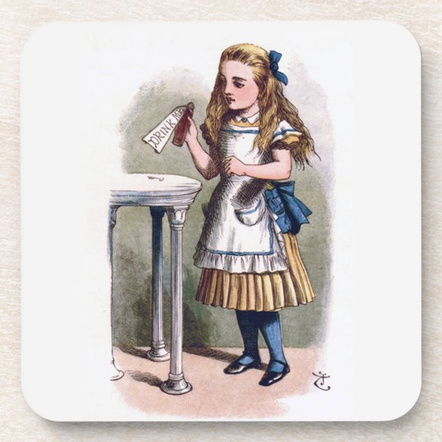 Alice in Wonderland Drink Me Cork Coaster Set (Front)