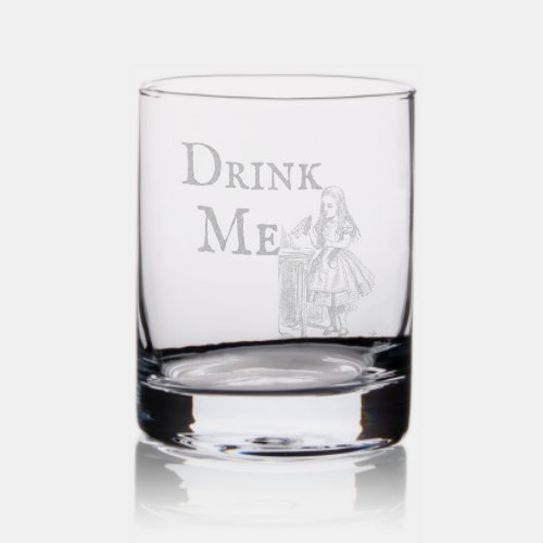 Alice in Wonderland Drink Me Funny Vintage Rocks Glass