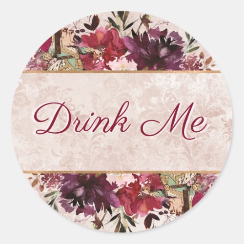 Alice in Wonderland Drink Me Tea Party Favor Classic Round Sticker