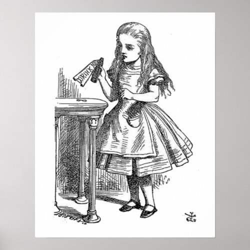 Alice in Wonderland Drink Me vintage goth print